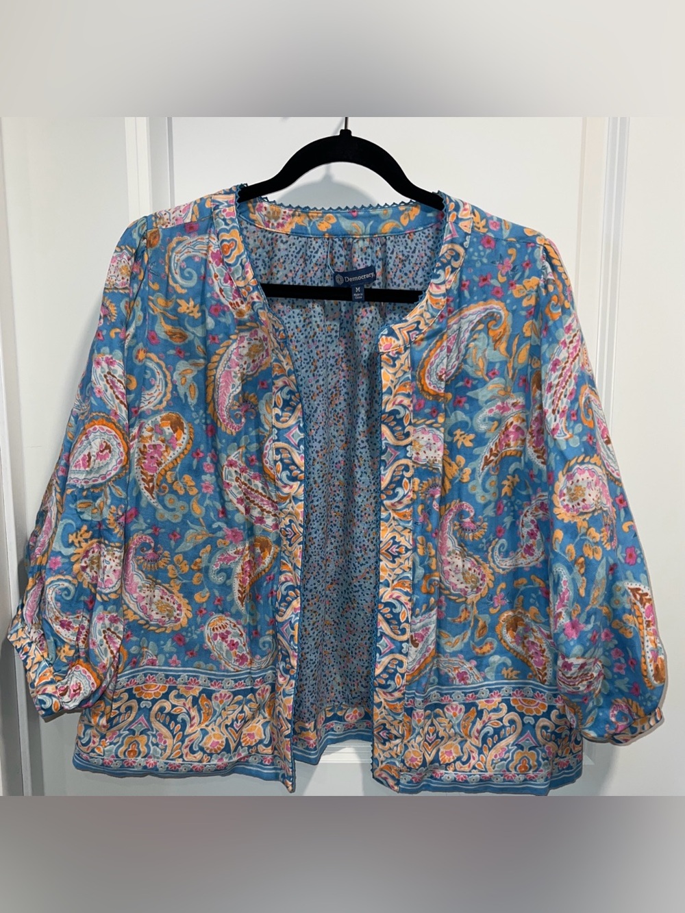 Democracy Women’s Reversible Paisley Open Cardigan Size M